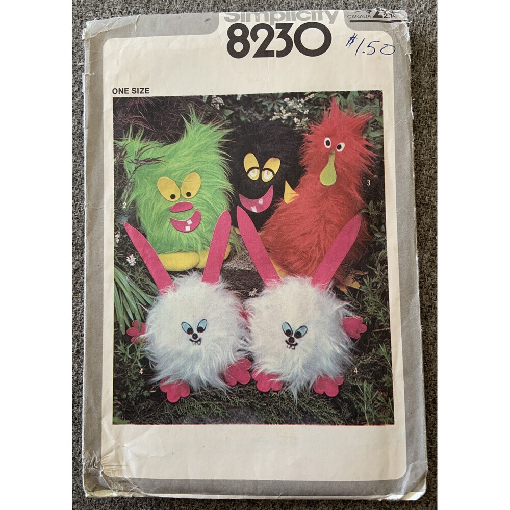 VTG 1977 Simplicity 8230 Toy Pattern Furry Furbies Fuzzy Plush Stuffed Animal FF